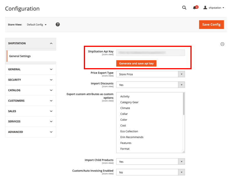 Configuring ShipStation API Key